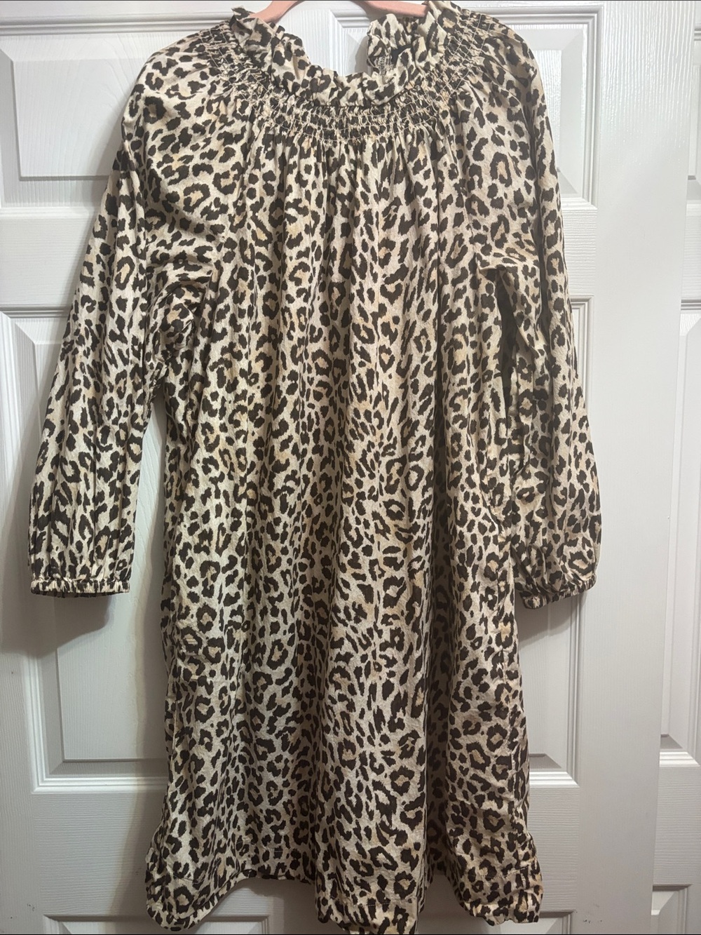 J.Crew Leopard Print Long Sleeve Cotton Mini Dress - Size XL-Tall